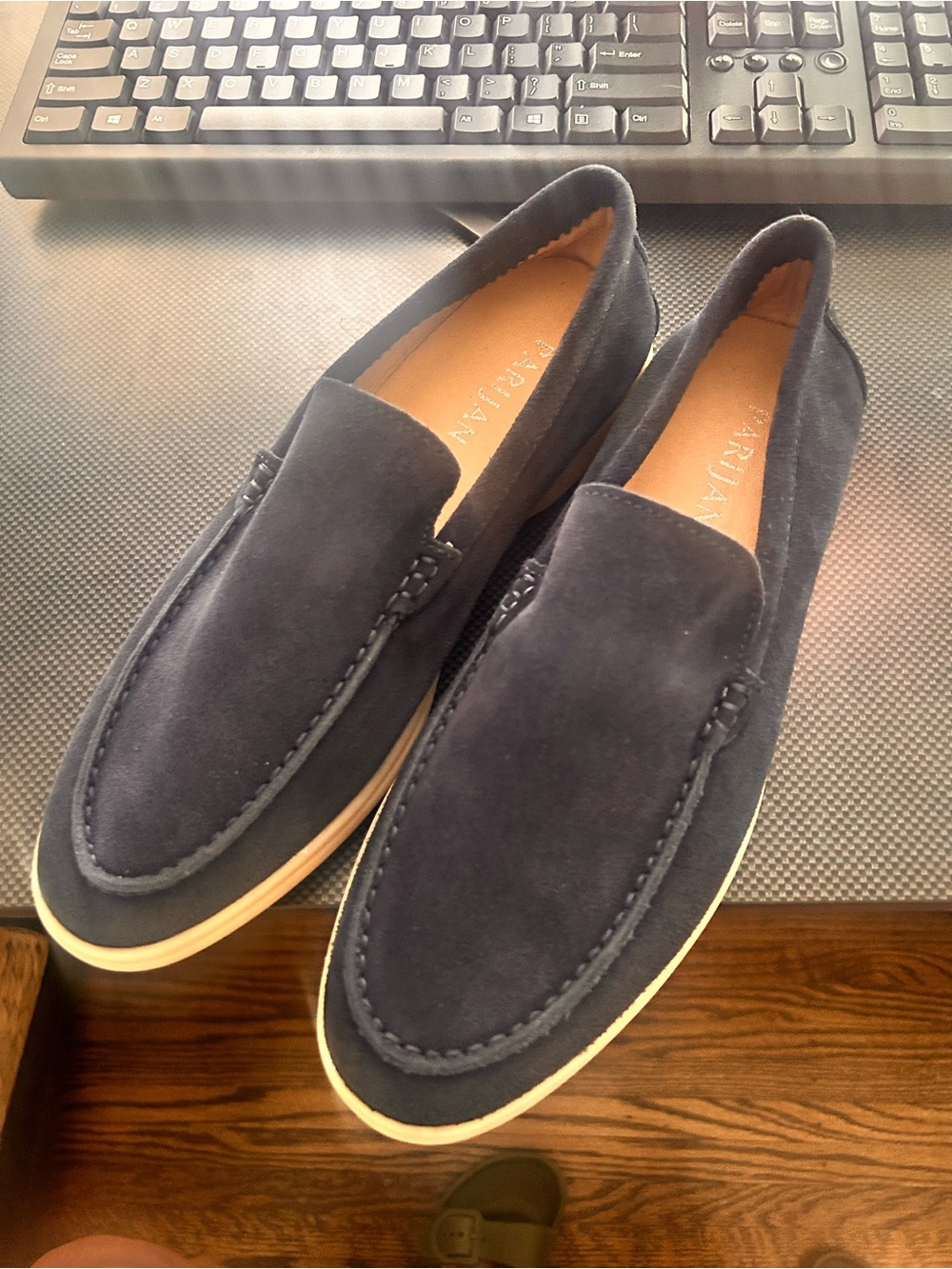 Parijan Mayfair Suede Penny loafer in navy